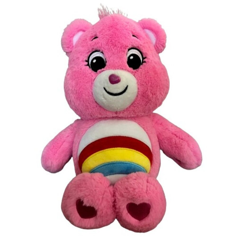 2021 Care Bears PINK CHEER BEAR Rainbow 13" Plush Stuffed Animal Basic Fun!